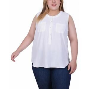 Ny Collection Plus Size Sleeveless Air Flow Blouse - Ivory 3x